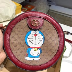 GUCCI Doraemon Round Shoulder Bag Printed Mini GG Coated Canvas Size: Women's ONE SIZE 