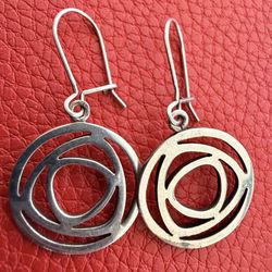 Sterling Silver Modernist Spiral Dangle Earrings