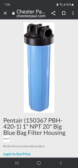 Pentair 150367 PBH-420-1 Polypropylene Bag Filter Vessel 1 NPT