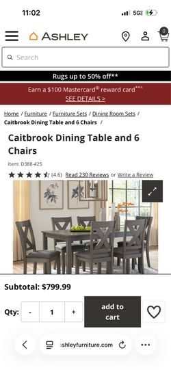 Caitbrook Dining Table and 6 Chairs