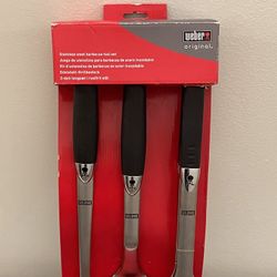 NEW!! WEBER 3-PIECE STAINLESS BARBECUE TOOL SET - firm price