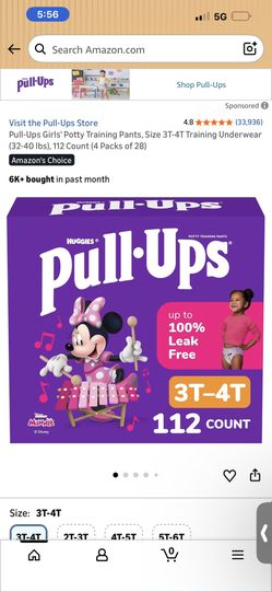 Pull-Ups Girls' Potty Training Pants, Size 3T-4T Training Underwear (32-40 Ibs), 112 Count (4 Packs of 28)