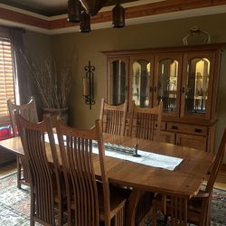 Amish handcrafted solid oak dining set + matching pieces