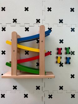 Montessori Wooden Car Ramp Toy with 4 Cars
