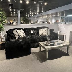 Black 2PC Chaise Sectional Couch