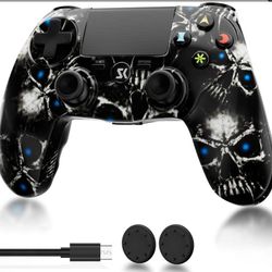 Controller for PS4, Wireless Controller Black for Sony PlayStation 4/Slim/Pro, Remote Control with Double Vibration, 6-axis Motion Sensor, Speaker, 3.