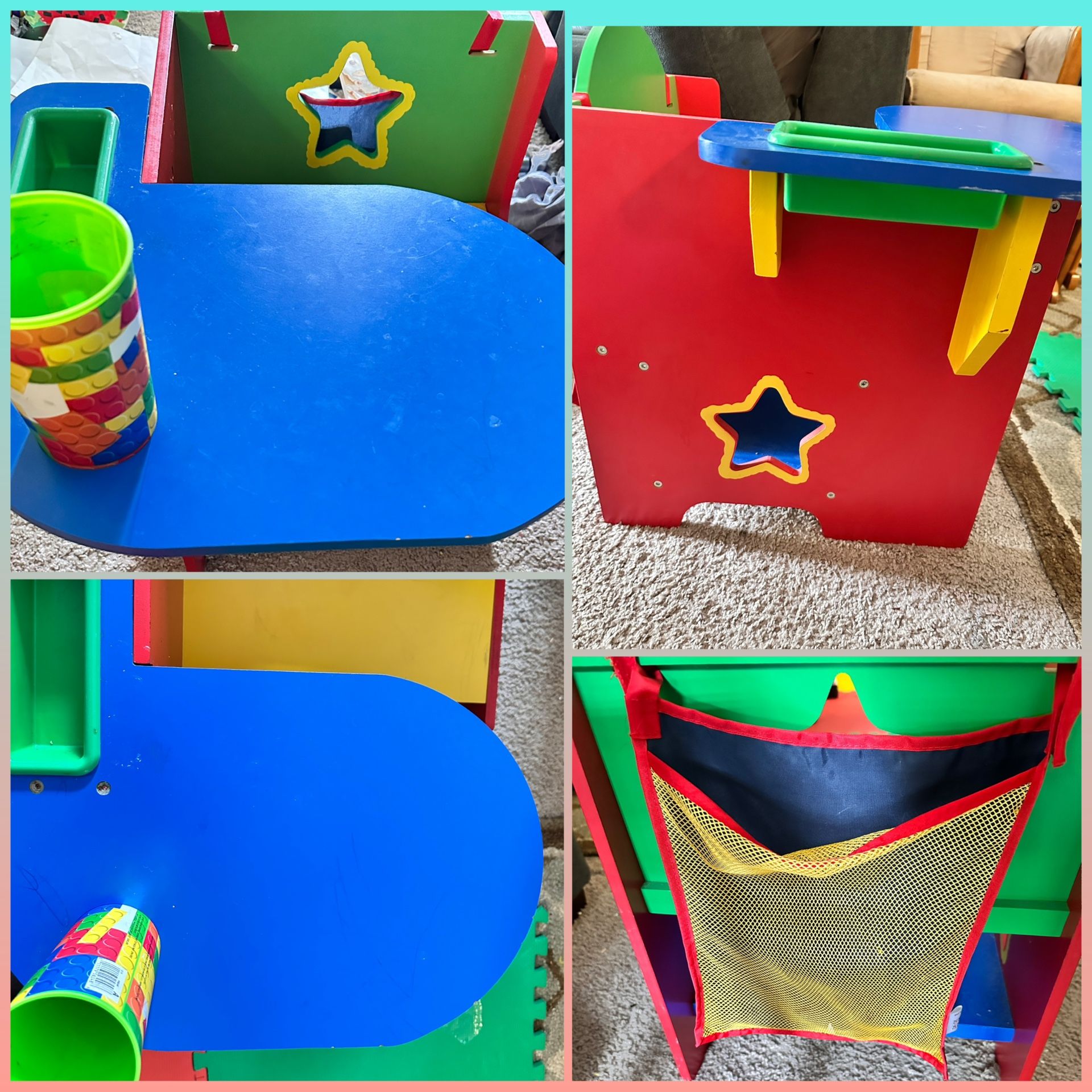 Children Desk With Chair And Storage Rack