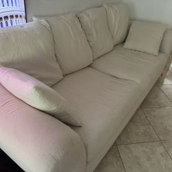 White Linen Couch 