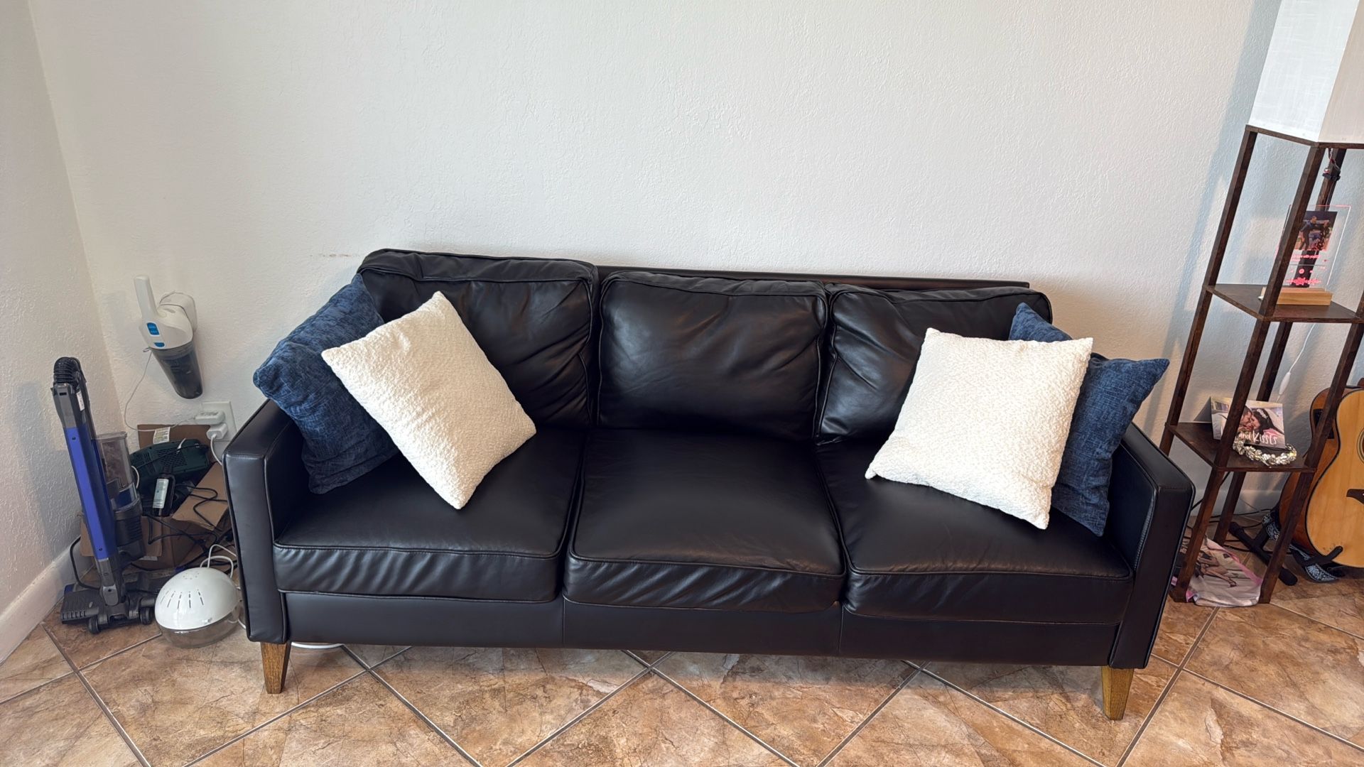 Hillsdale Jianna Faux Leather Sofa, Black