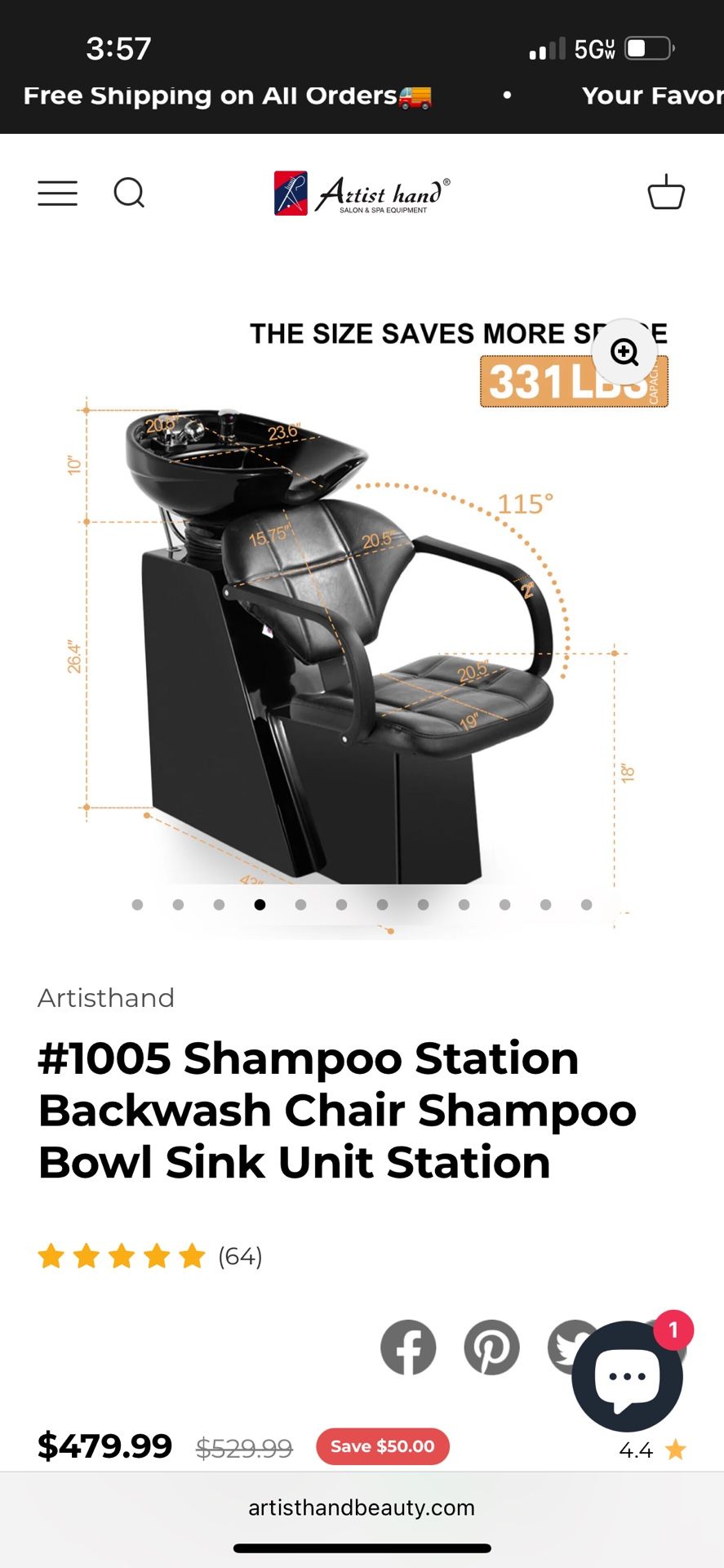 Shampoo Bowl And Chair Combo