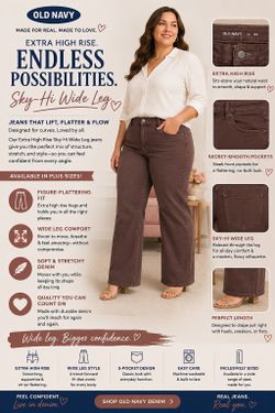 Old Navy Extra High Rise Sky-Hi Wide Leg 22W - Brown