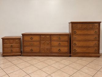 Dresser Stanley 3 piece set. Night stand, Wide dresser, Tall dresser.