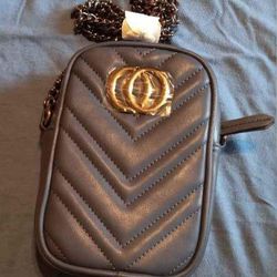 Crossbody  Phone CC HolderPouch Chain Strap  Smokey Grey  New