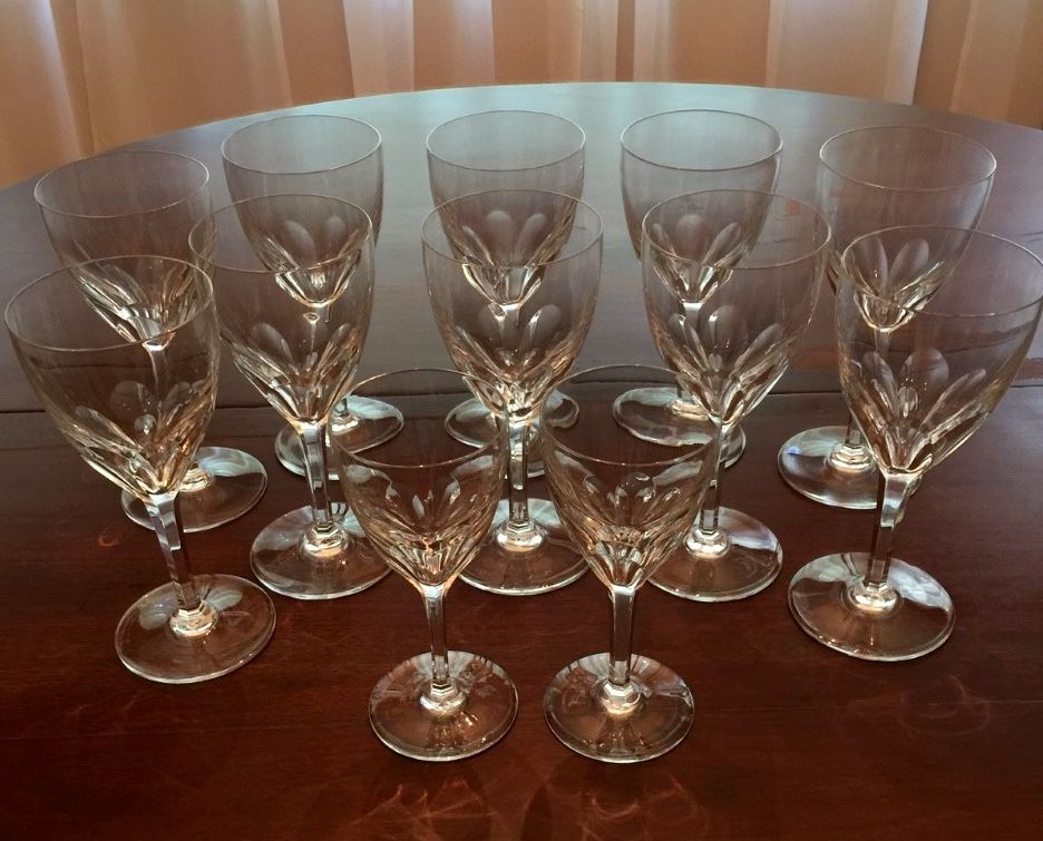 Baccarat Crystal Water Goblets and Wine Glasses - Genova Pattern