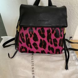 Aimee Kestenberg , Hot Pink Leopard Leather Backpack Bag