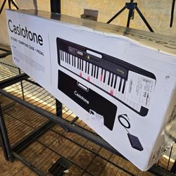 Casio Casiotone 61-Key Lighted Keyboard With Sustain Pedal, Protective Case Bundle