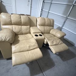 Tan Leather Couches- Couch And Loveseat
