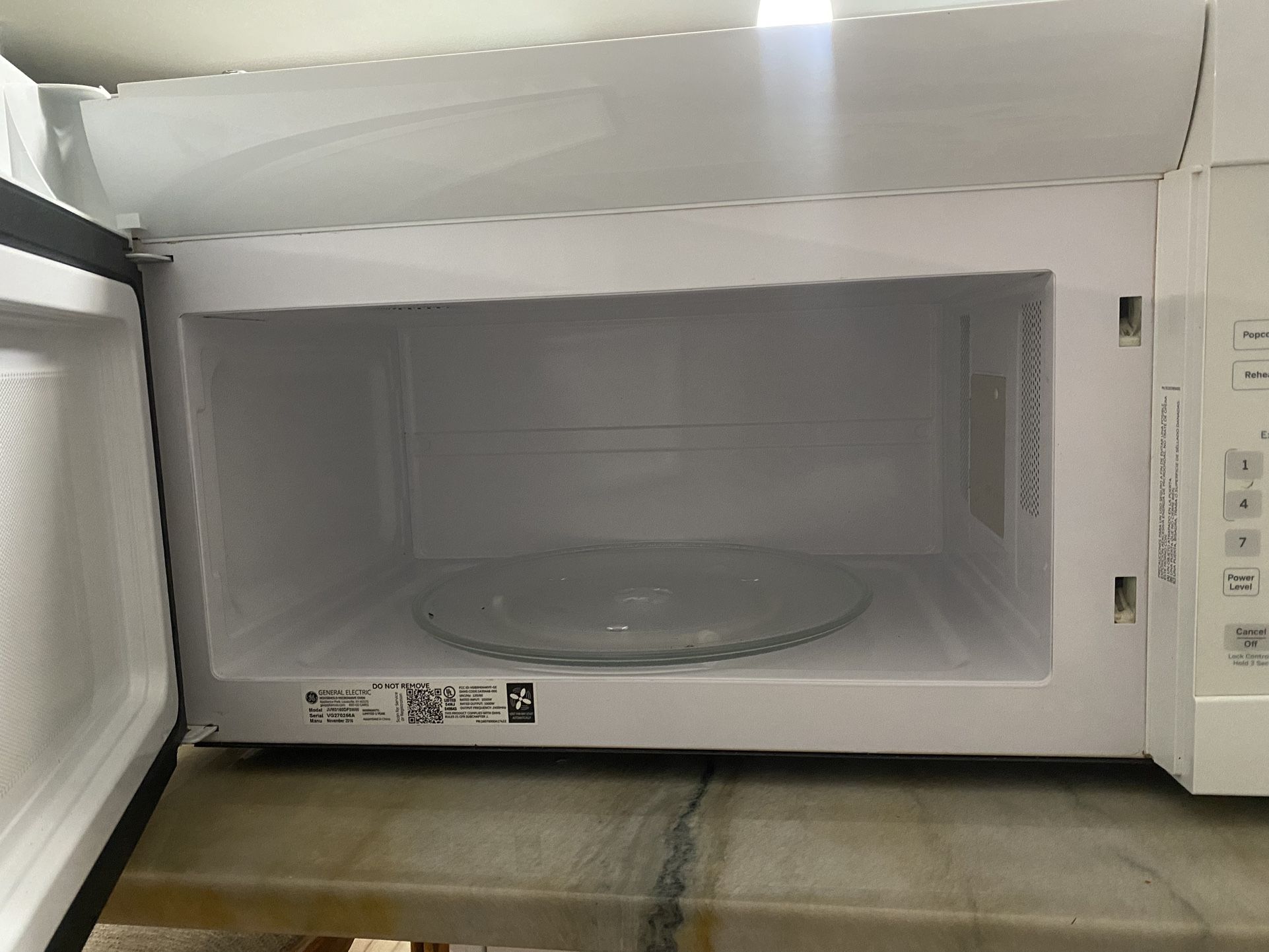 Large GE White Microwave Hanging