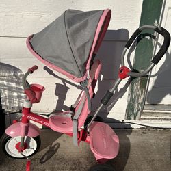 Radio Flyer 4-in-1 Stroll 'N Trike - Pink: Steel Frame, Adjustable Seat, EVA Tires