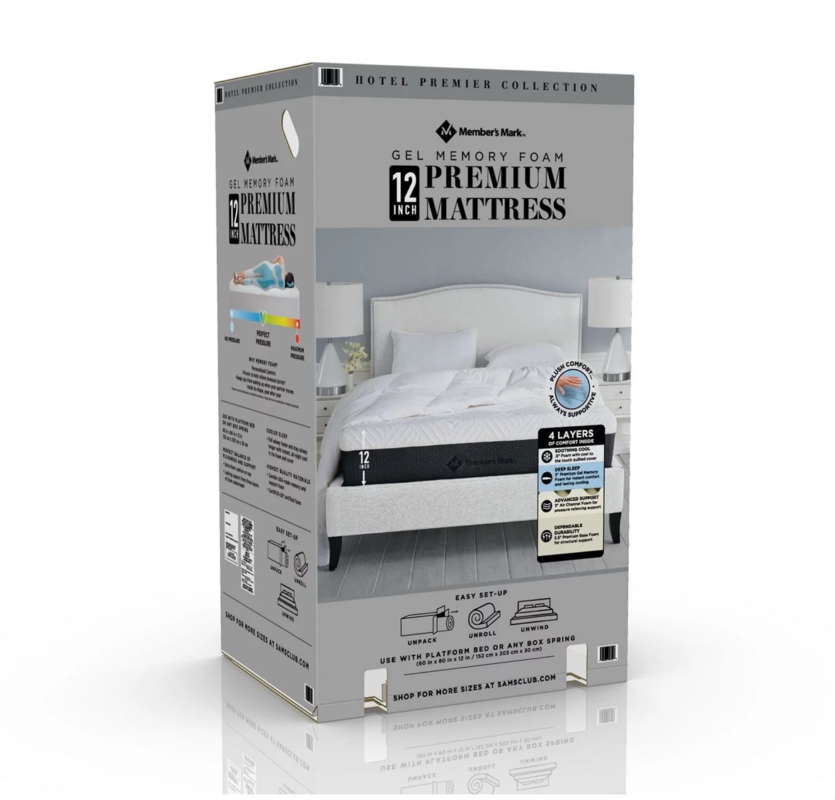 Members Mark Hotel Premier Collection 12” Gel Memory Foam Cal King Mattress Brand New In Box