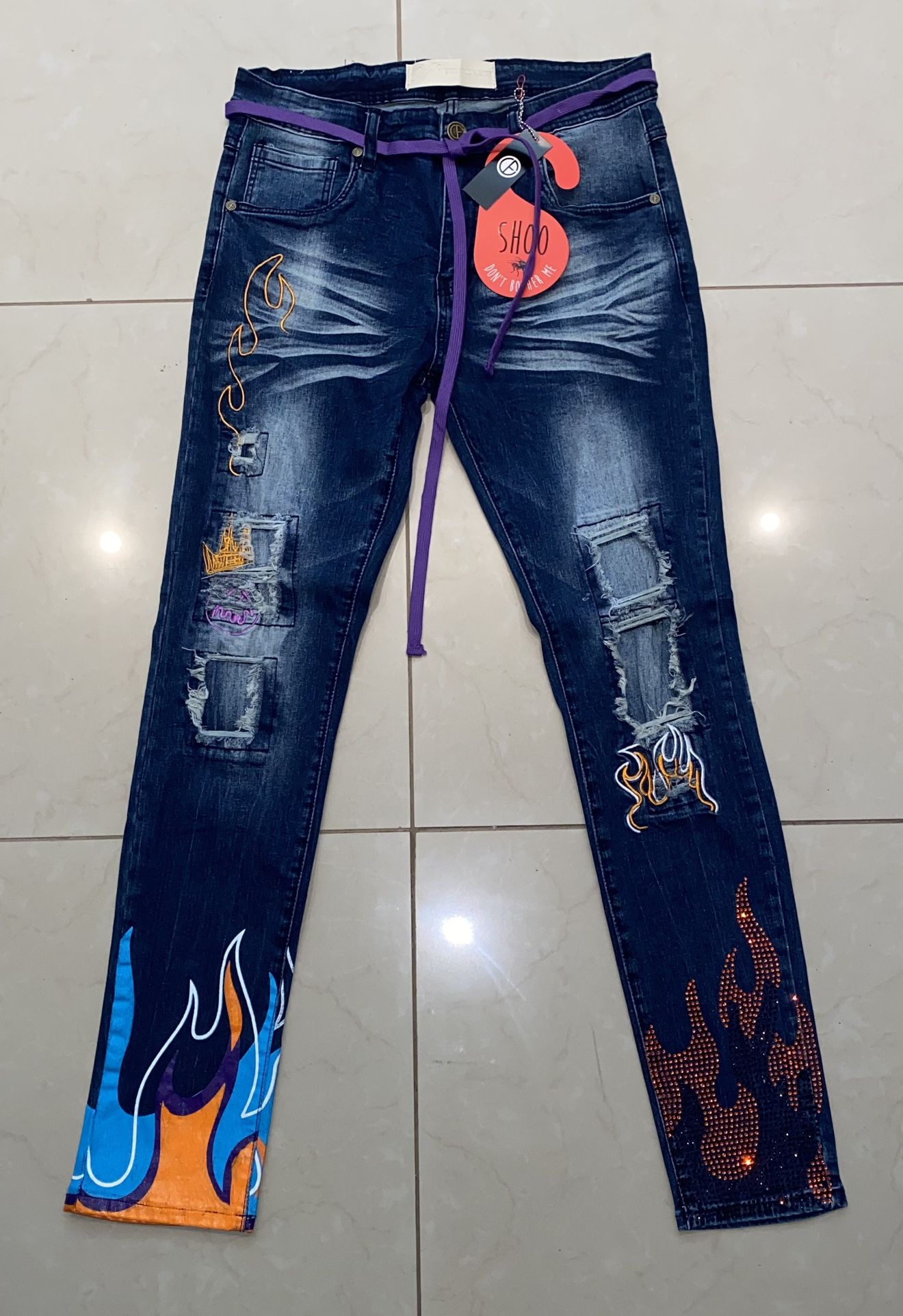 Original fables “holy hell” blue denim set  & Accessories