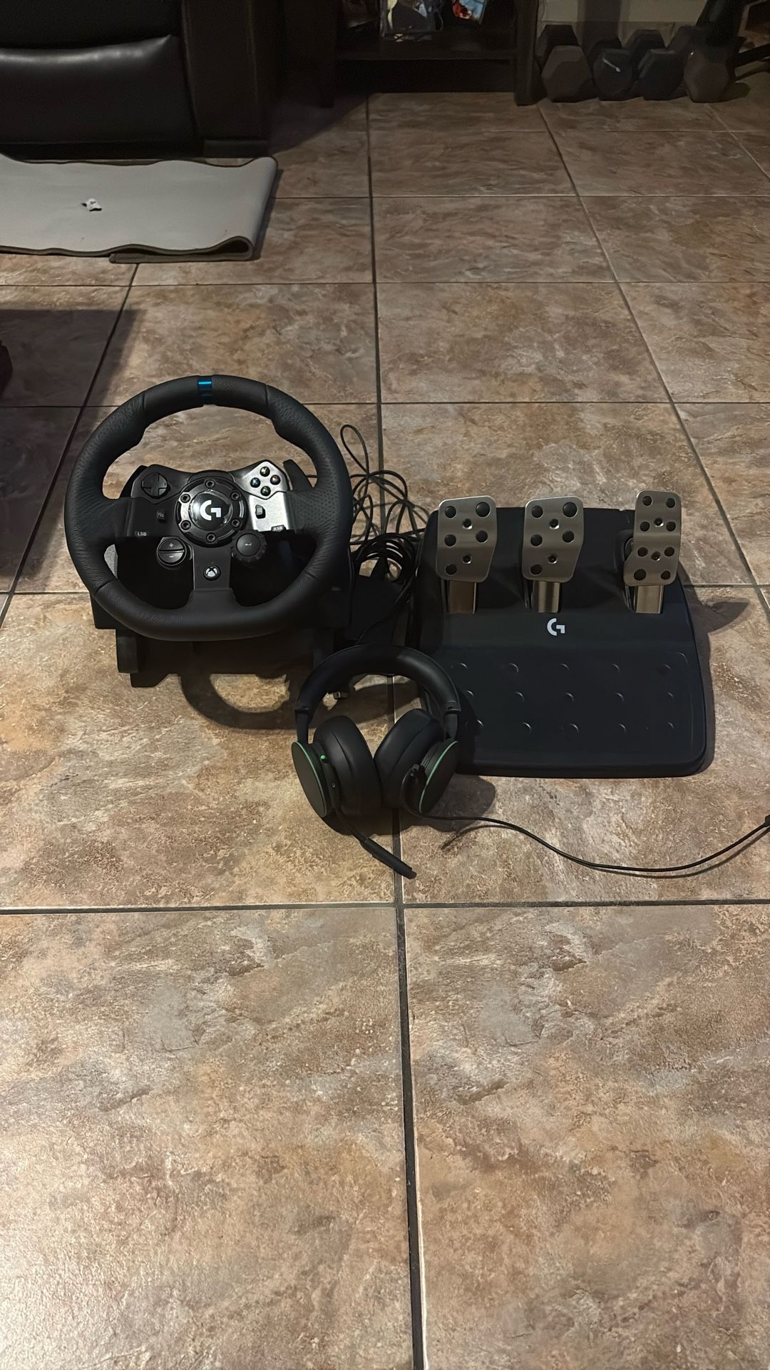 Logitech G920 Steering Wheel , Pedal set And Headphones
