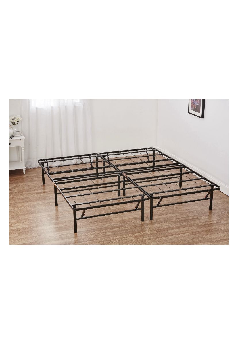 Mainstays 14" High Profile Foldable Steel Bed Frame, Powder-coated Steel, FULL