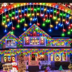 106 FT Christmas Lights Outdoor, 972 LED Waterproof Outside Christmas Lights Plug in, Connectable 8 Modes Hanging Fairy Lights with 216 Drops for Hous