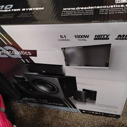 Home Surround Sound Theater Brand New ,Need External Receiver To Connect And Play Sub Woofer Non Powered ,But Sounds Awesome ,Need It Gone Asap $100 