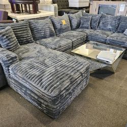 Brand New Sectional 3 Pcs XL Corduroy Fabric Dark Grey $1998 