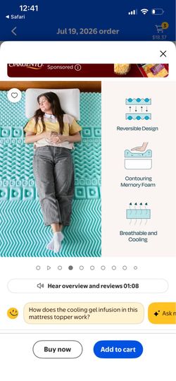 Gel memory foam mattress topper