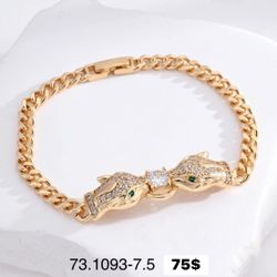 Gorgeous Bracelet Double Panther 18k Gold Plating 