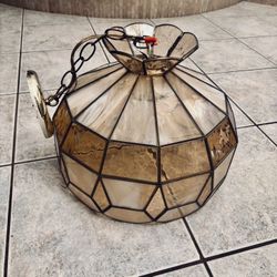 Vintage tiffany style hanging stained glass lamp handcrafted with brass