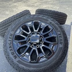 4 New 2024 GMC Sierra HD 2500 22” Factory OEM Black Wheels Rims Tires