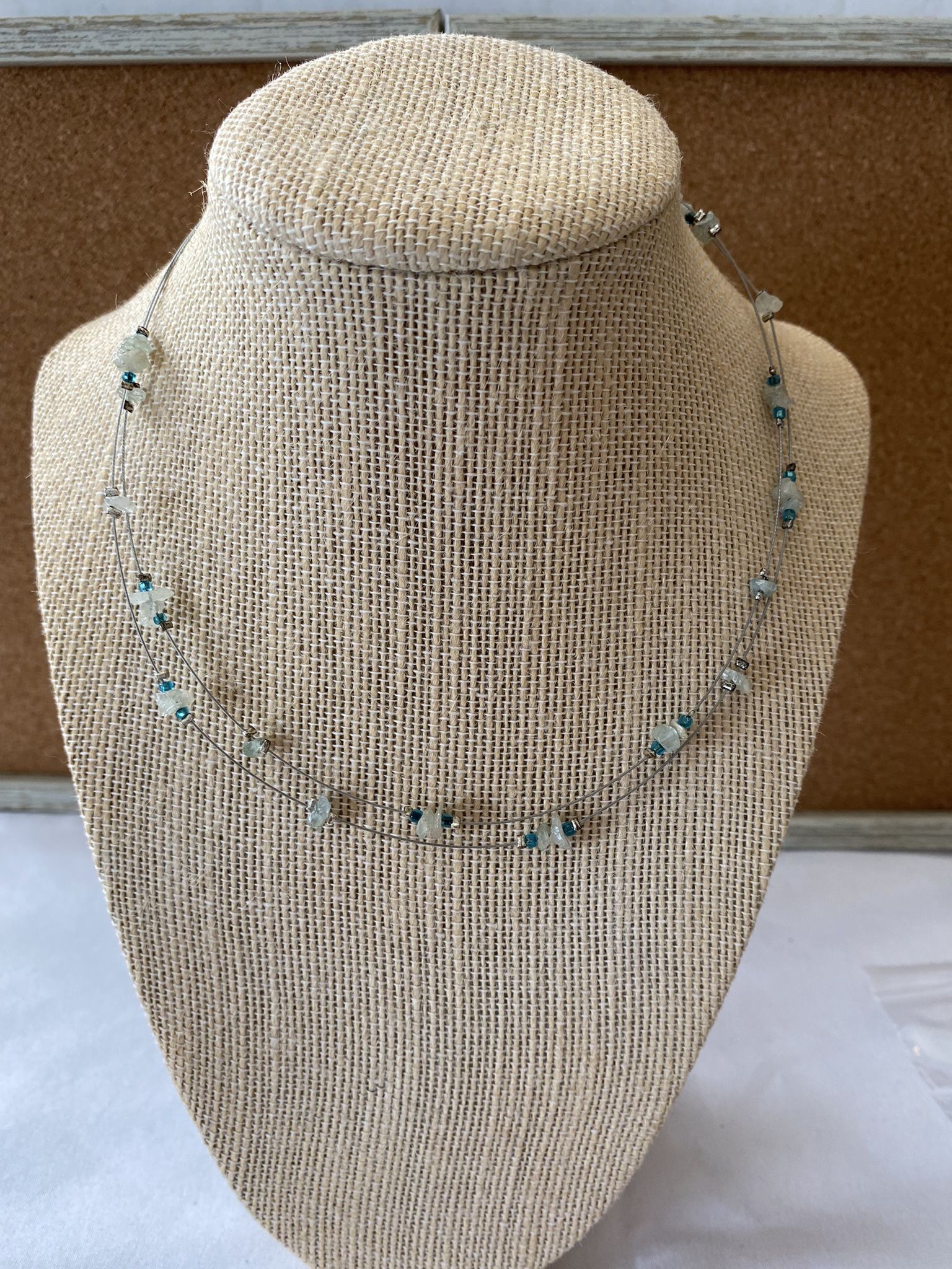 Express Y2K choker minimalist wire and stationed beads necklace