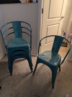 Teal Colored Powder Coated Steel Chairs