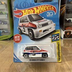 🇯🇵 HOT WHEELS 2017 - White 1985 ‘85 Honda City Turbo II - HW Speed Graphics 10/10 - 68/365 - Diecast Toy 🇯🇵