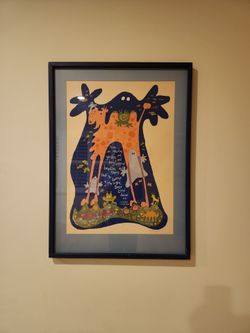 Framed Ghoulies and Ghosties Folk Art Print