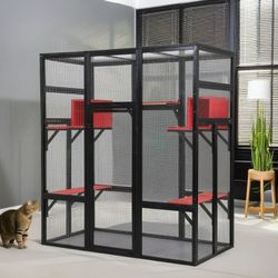 Cat catio, Cat Condo "Coziwow 62""L Wooden Cat Enclosure - Safe & Stylish, New