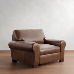 Turner Roll Grand Arm Leather Chair,  Statesville Molasses, 48"