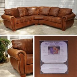 Genuine Leather Sectional – Excellent Condition