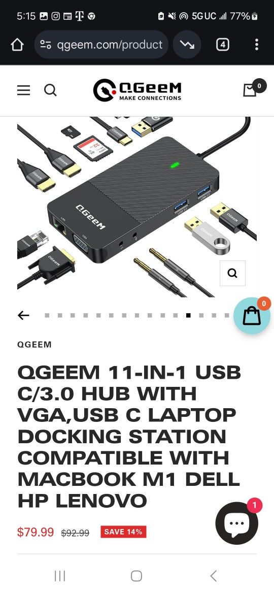 QGeeM 11 in 1 Mini USB Dock USB 3.0 Docking Station Triple Display USB