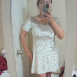 Vintage Grey Velvet Dress S/Vestido Gris S