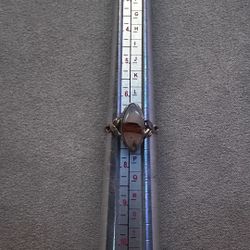 Circa 1940s Sterling Silver, Brown & Clear Agate Ring