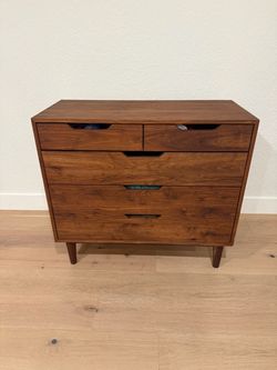 Custom Solid Walnut 5-Drawer Dresser – Mid-Century Modern, Soft-Close