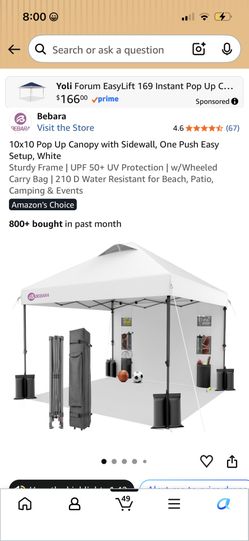 NEW 10x10 Pop-Up Canopy w/ Sidewall – $80 FIRM 📍 Pickup: South Durango & 215 — near IKEA 💵 $80 FIRM | Cash or Zelle Brand new Bebara 10x10 white p