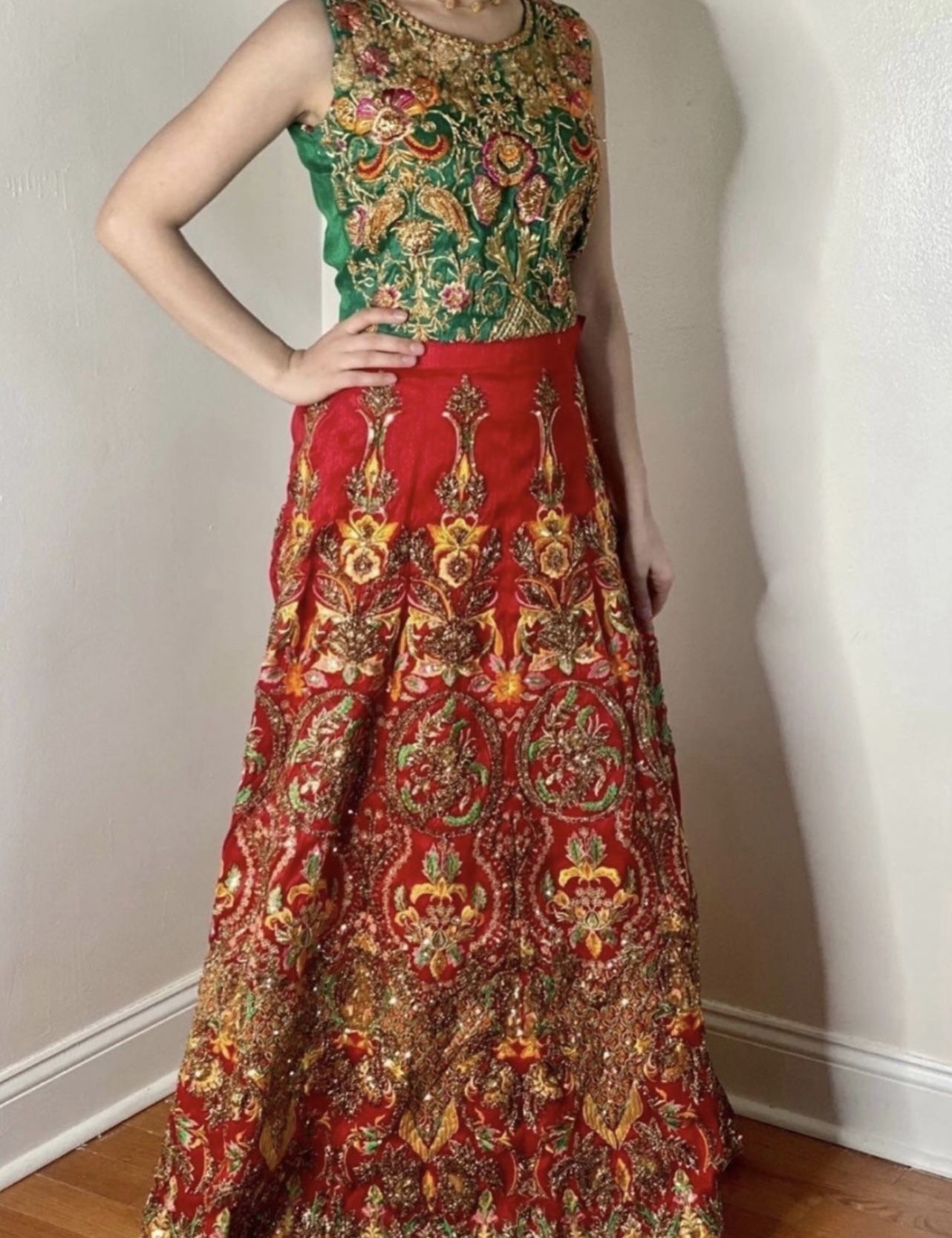 Dress Mehndi lengha colorful dress indian Pakistani Desi Size small Eid Muslim Ramadan attire wedding engagement color 3 piece same day shipping