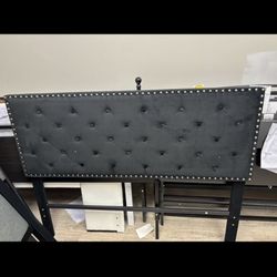 New queen size bed frame, headboard assembled frame in the box