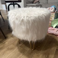 White Shag Stool