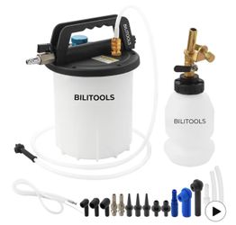 3L Brake Bleeder Vacuum Pump Kit, Universal One Person Pneumatic Brake System Clutch Fluid Bleeding Extractor Tool with Adapters & 1L Refilling Bottle